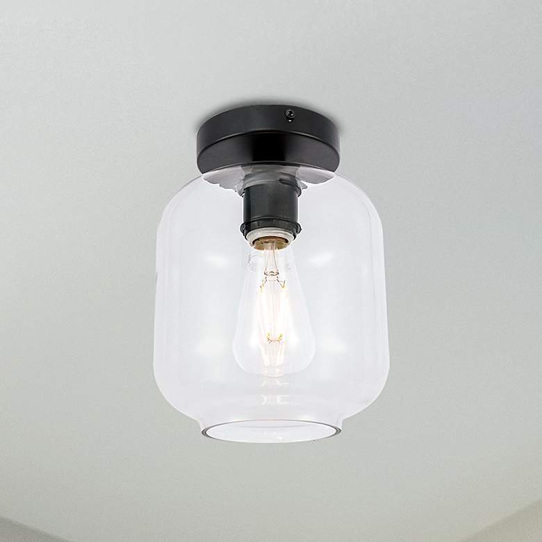 Image 2 Collier 1 Lt Black And Clear Glass Flush Mount