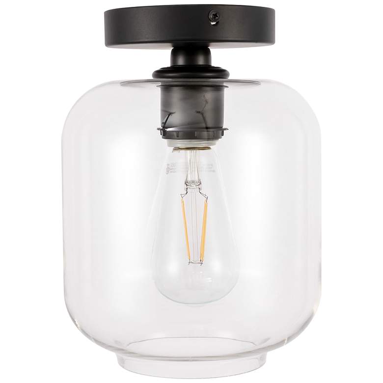 Image 5 Collier 1 Lt Black And Clear Glass Flush Mount more views