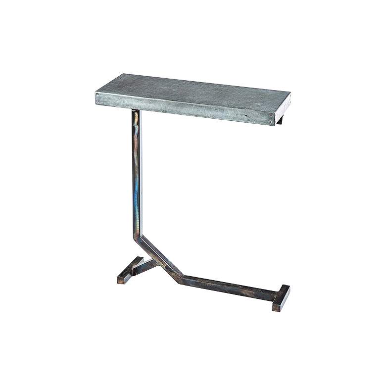 Image 1 Collier 20 inch Wide Hammered Zinc Industrial Accent Table 