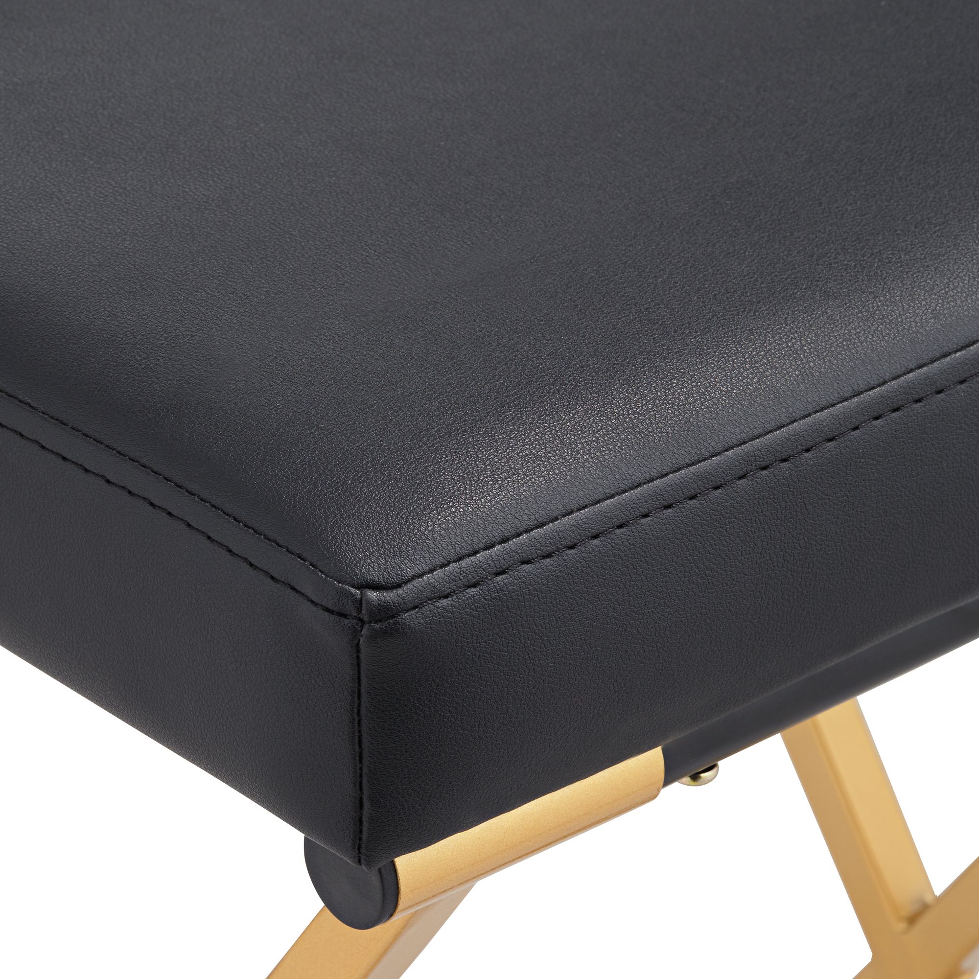 Image 5 Collier 25" High Black Faux Leather and Gold Counter Stool more views