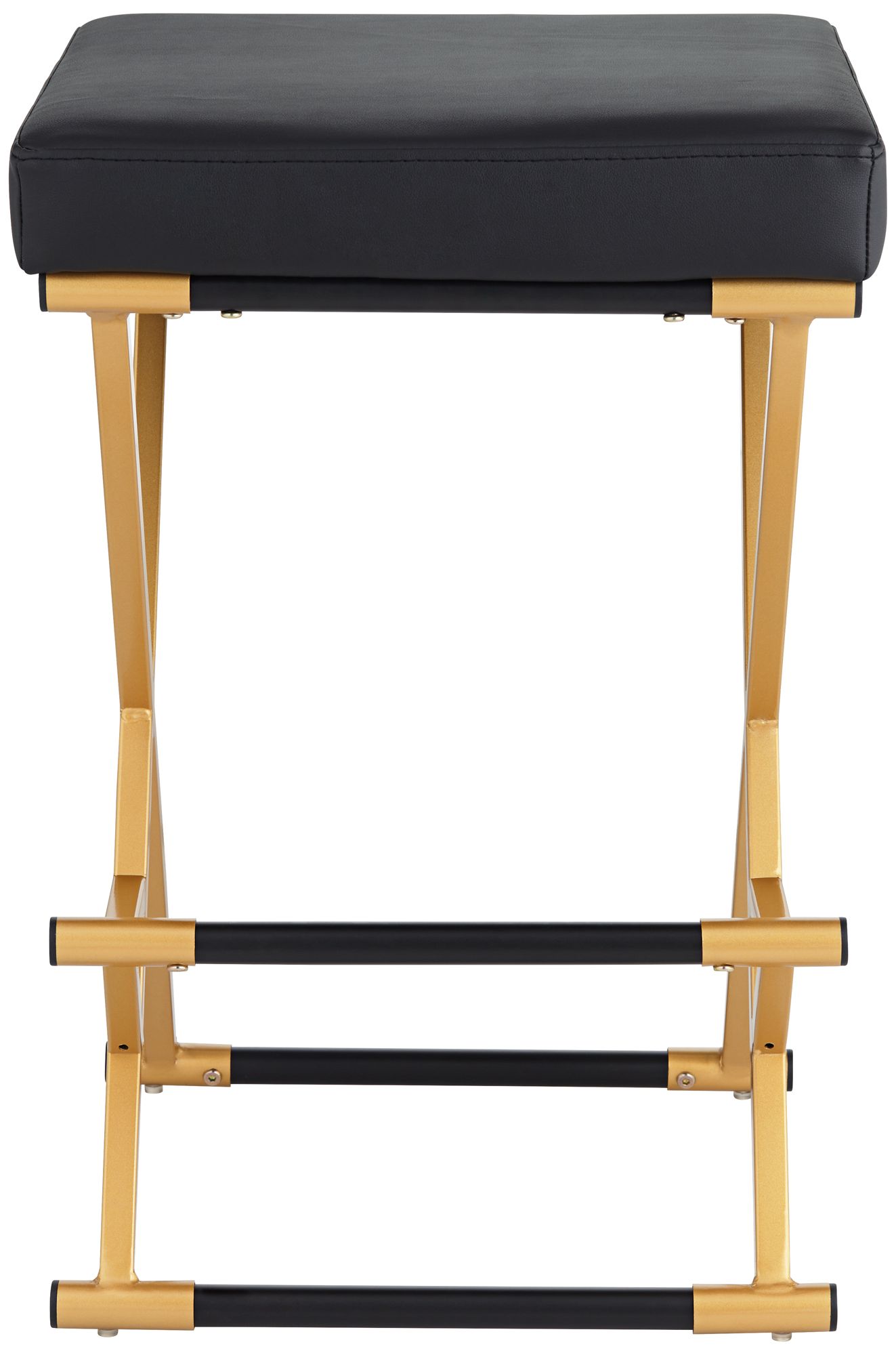Image 7 Collier 25" High Black Faux Leather and Gold Counter Stool more views