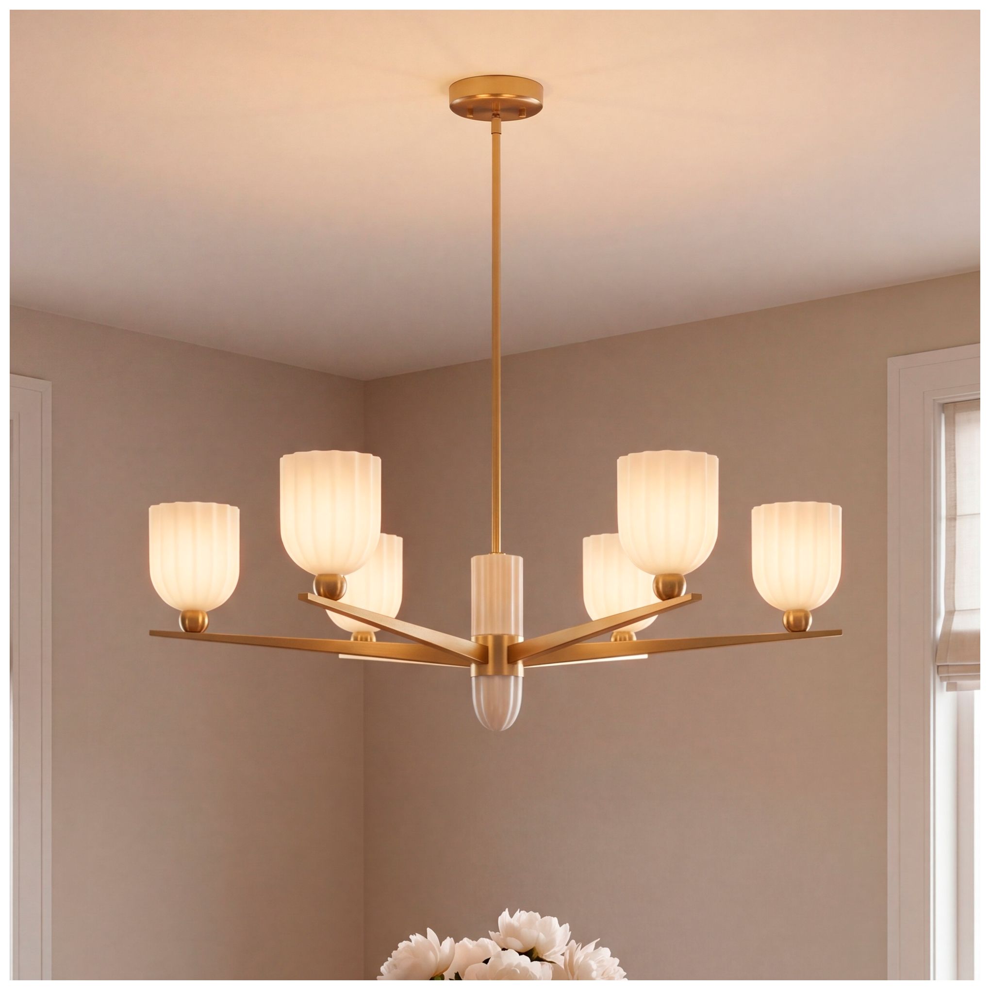 Thumbnail3 of Collier 6-Light Chandelier in Warm Brass more views