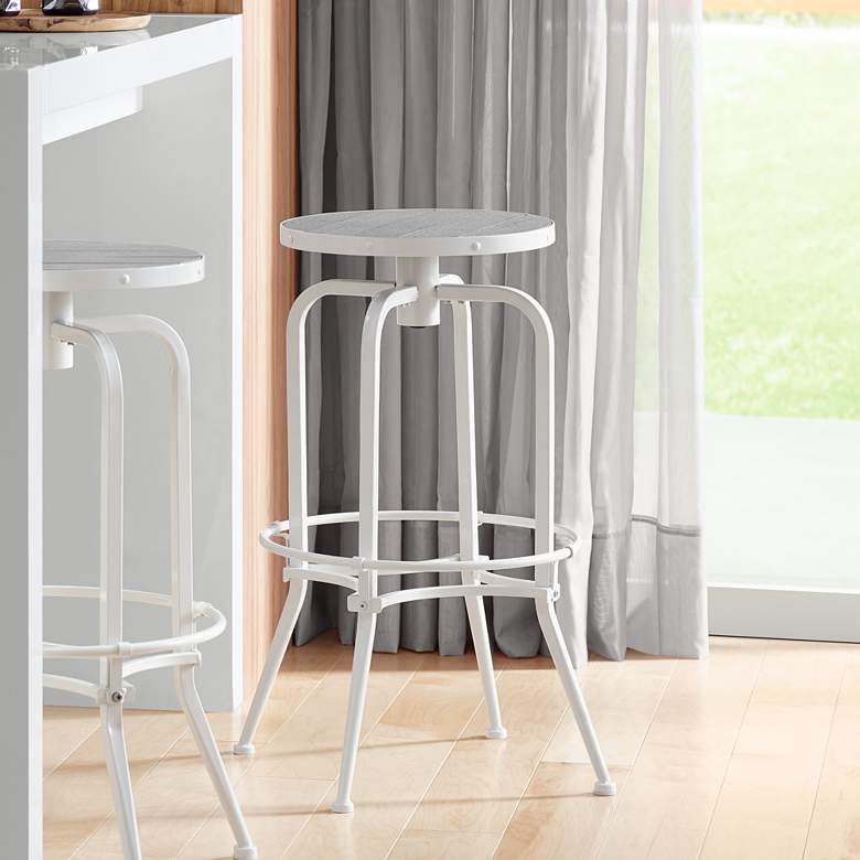 Image 1 Collin White Swivel Outdoor-Indoor Barstool
