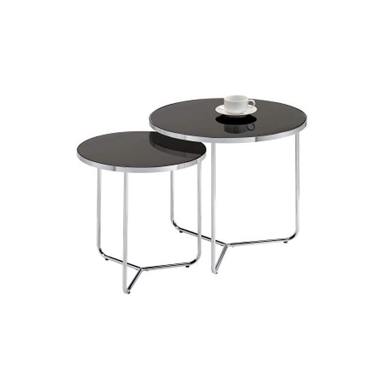 Image 1 Collins Chrome and Black Glass Nesting Table Set of 2