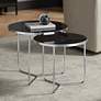 1_Collins Chrome and Black Glass Nesting Table Set of 2