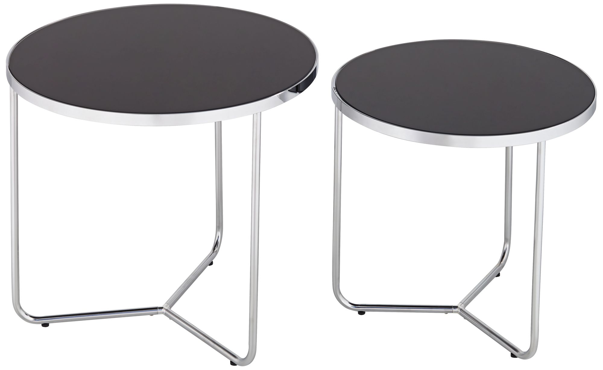 Collins Chrome and Black Glass Nesting Table Set of 2