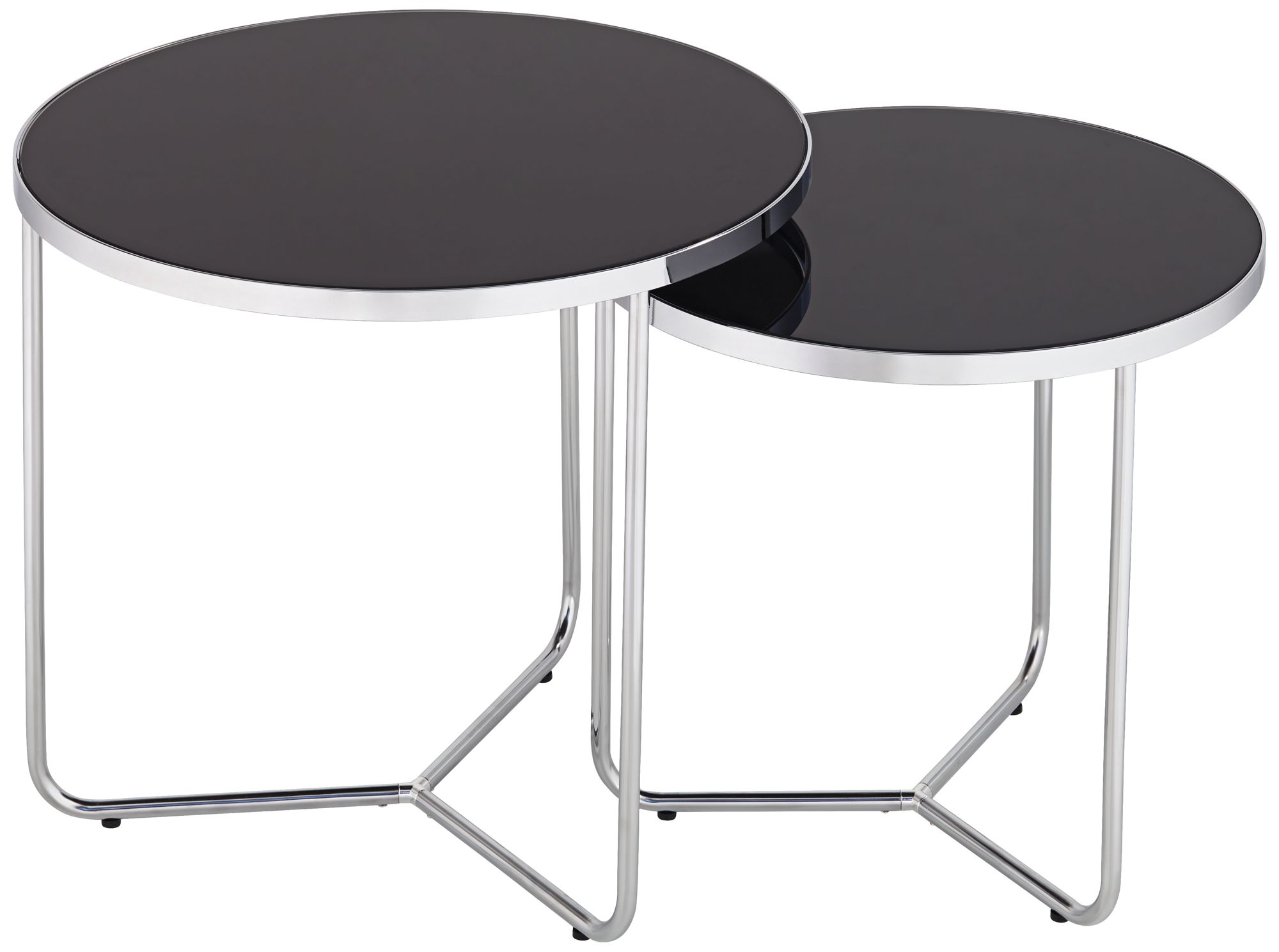 Collins Chrome and Black Glass Nesting Table Set of 2