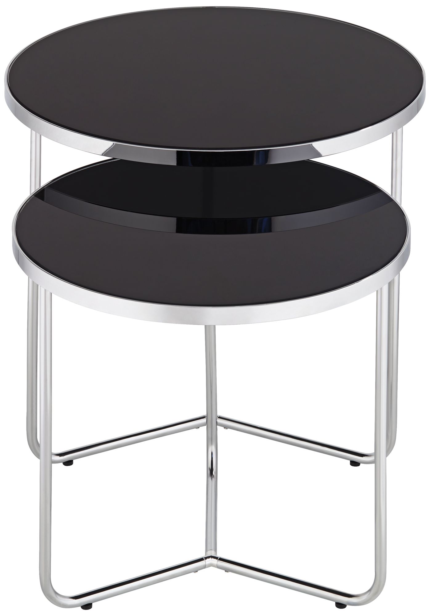 Collins Chrome and Black Glass Nesting Table Set of 2