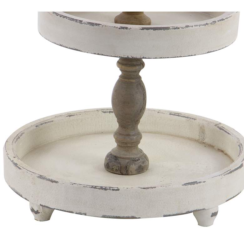 Image 2 Collins Distressed White Wood 3-Tier Serving Tray more views