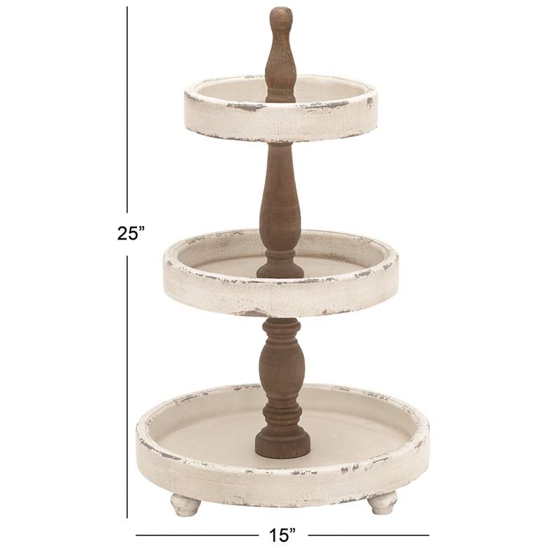 Image 3 Collins Distressed White Wood 3-Tier Serving Tray more views