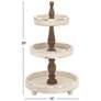 Collins Distressed White Wood 3-Tier Serving Tray
