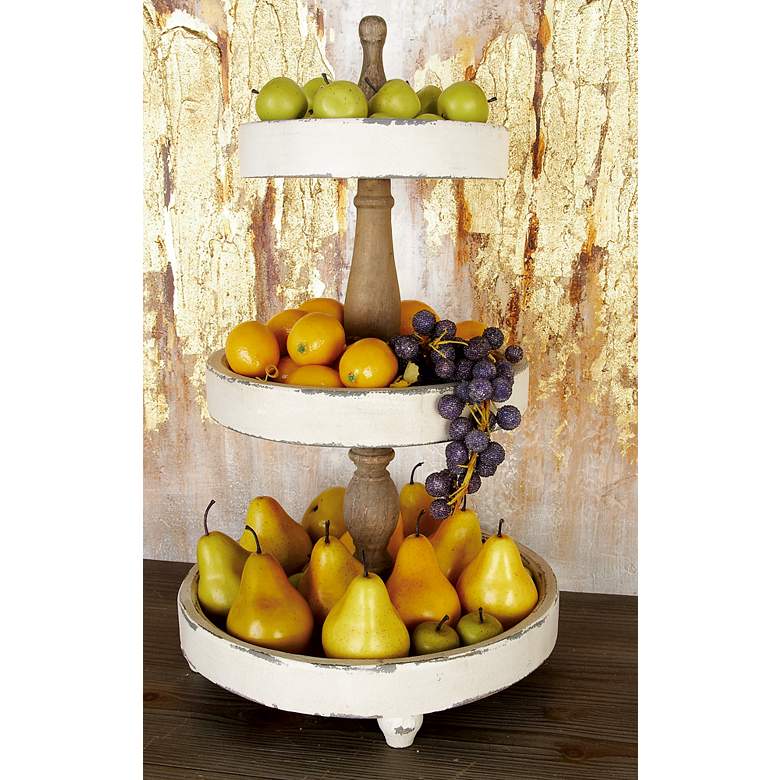 Image 4 Collins Distressed White Wood 3-Tier Serving Tray more views