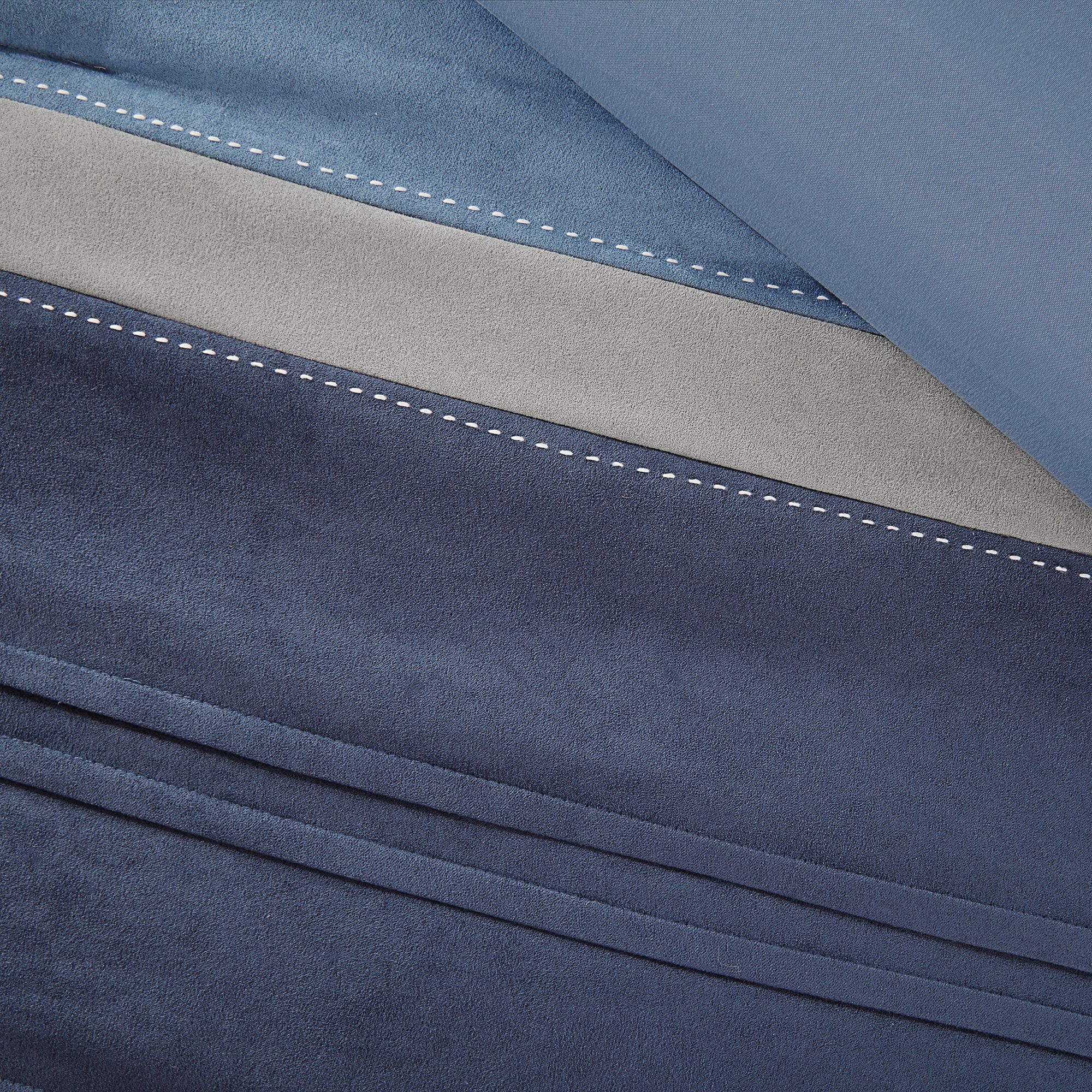 Thumbnail3 of Collins Navy Striped Microsuede 7-Piece Cal King Comforter Set more views