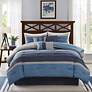 1_Collins Navy Striped Microsuede 7-Piece Queen Comforter Set