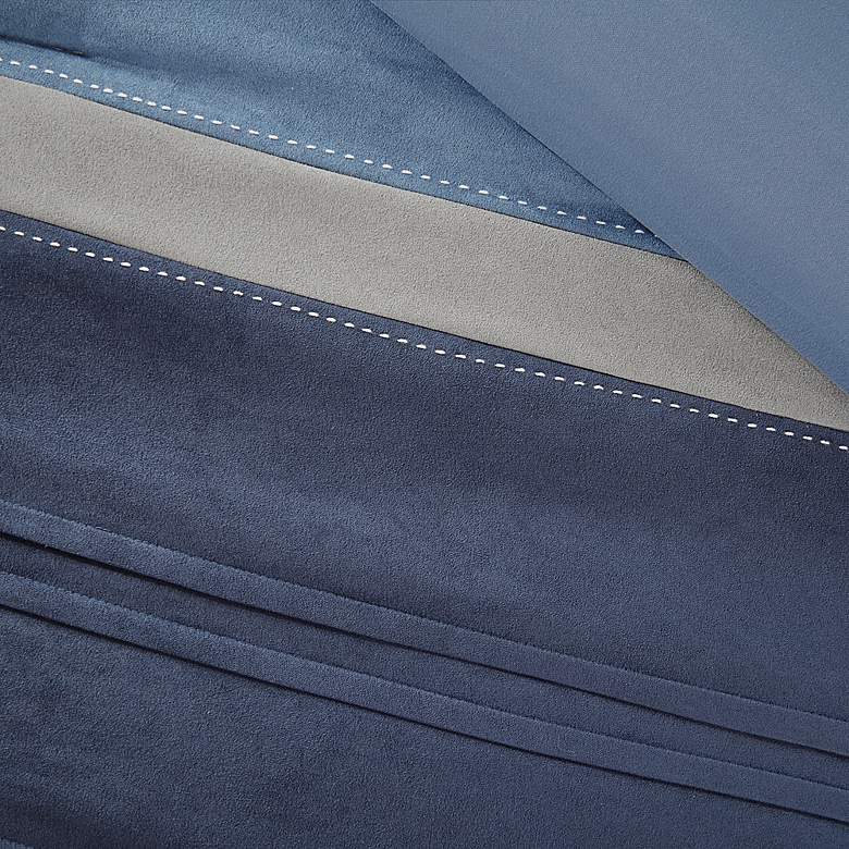 Image 3 Collins Navy Striped Microsuede 7-Piece Queen Comforter Set more views