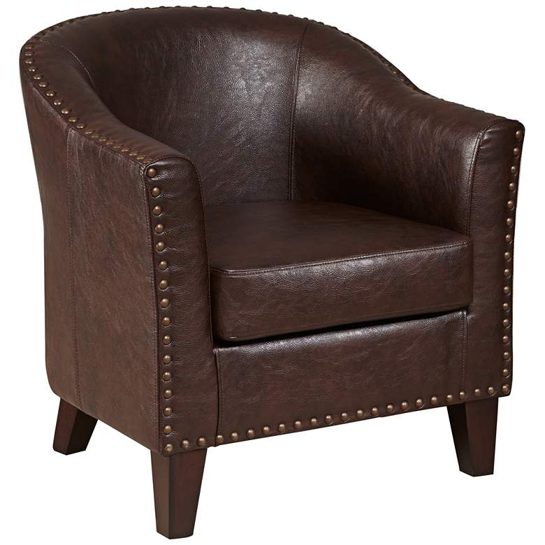 Image 1 Collins Vintage Brown Faux Leather Accent Chair