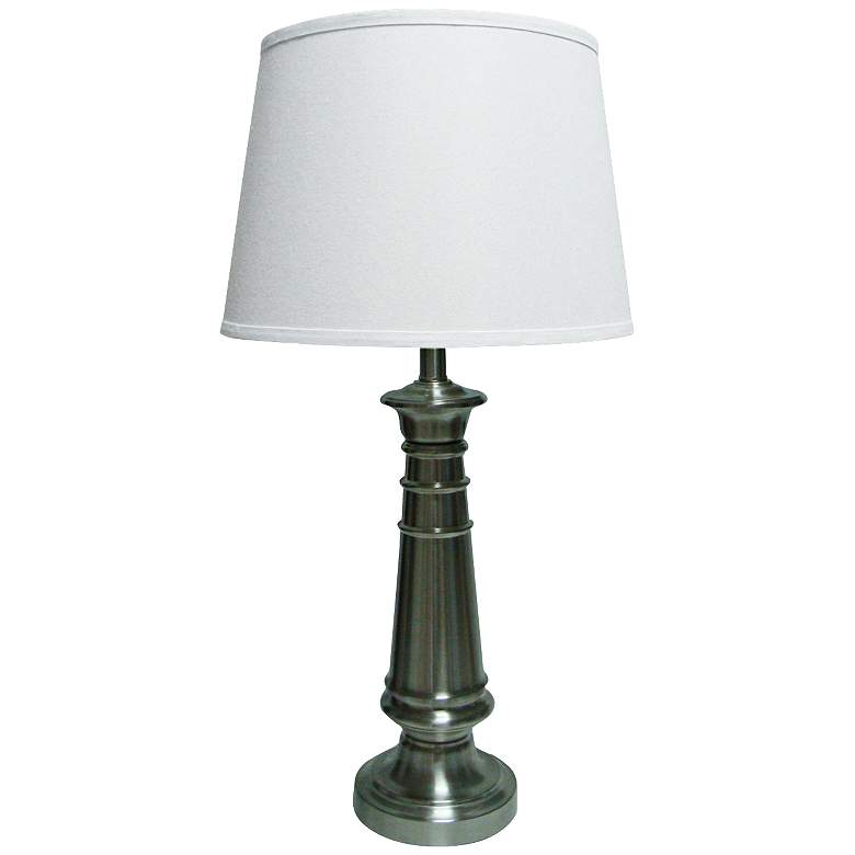 Image 1 Collum Banded Brushed Steel Tapered Column Table Lamp