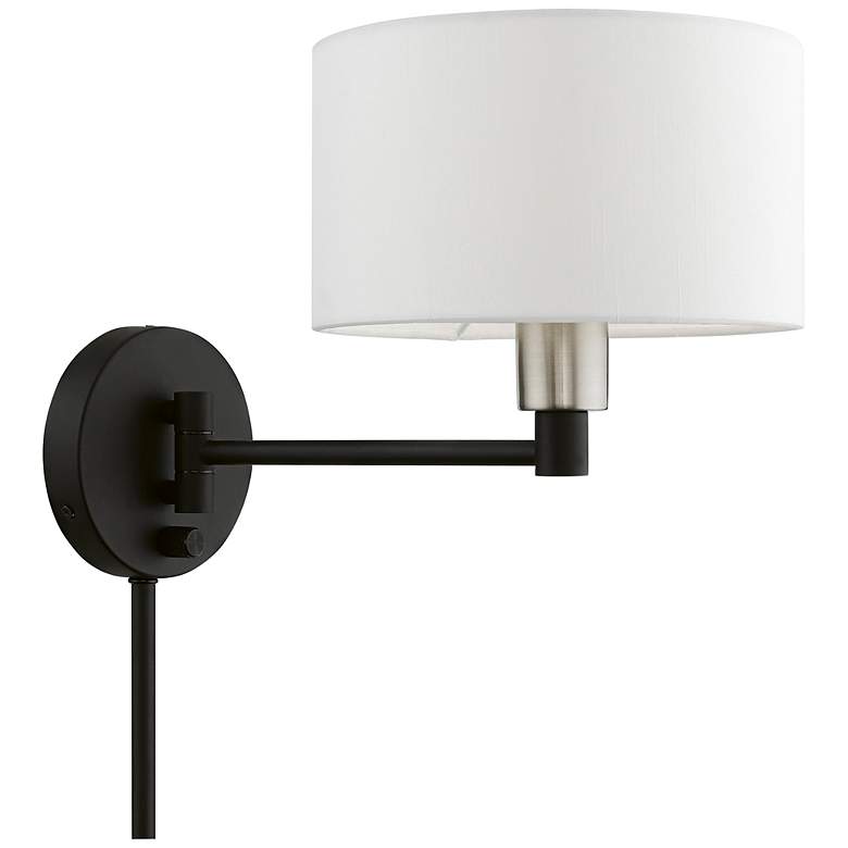 Image 3 Colman Black with Brushed Nickel Swing Arm Wall Lamp