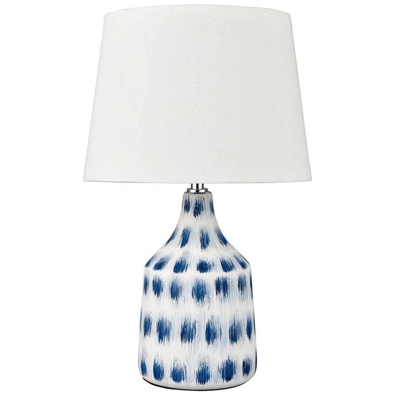 Image 2 Colmar 18 inch High White and Blue Earthenware Accent Table Lamp