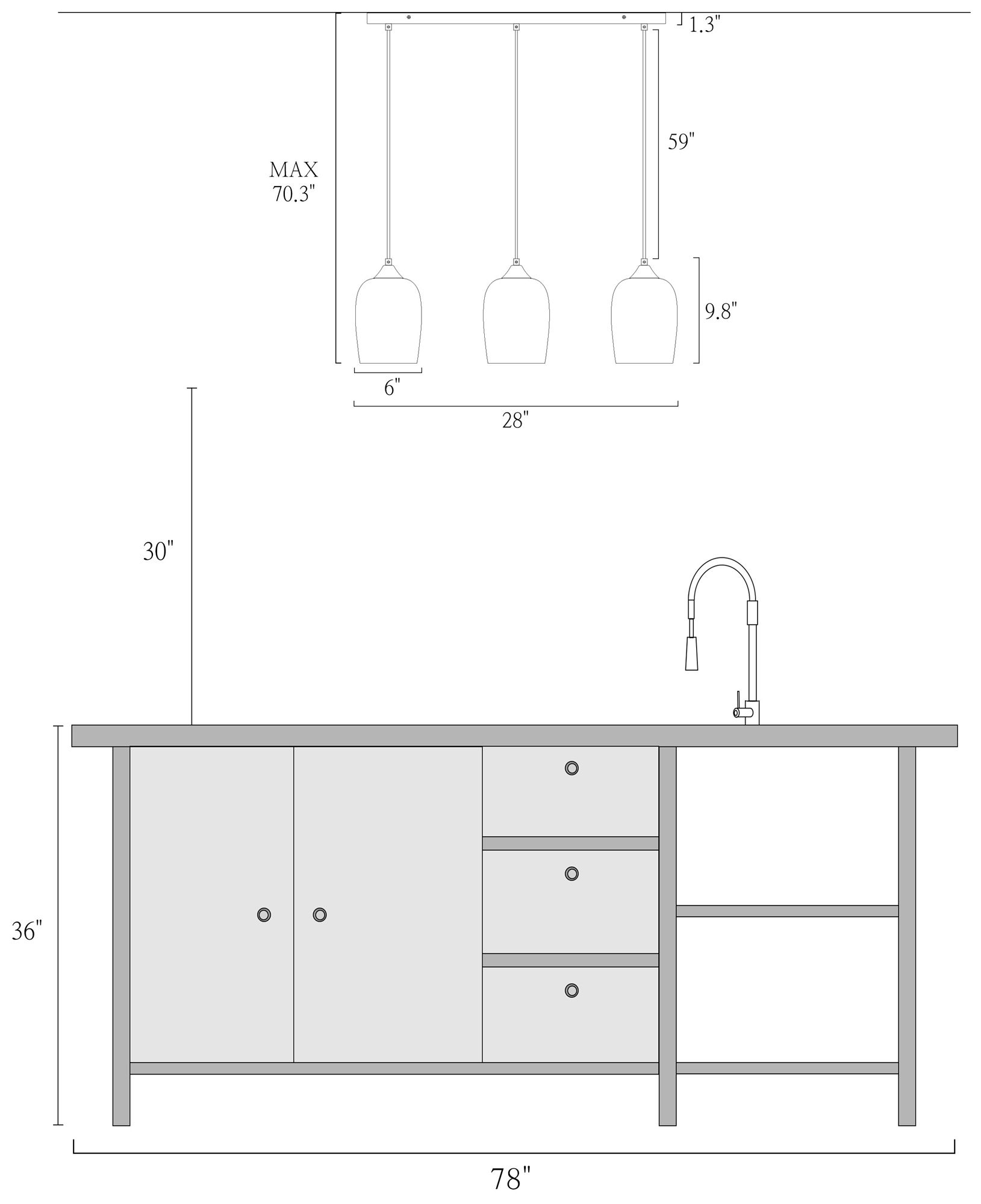 Image 4 Coloas 3-Light Glass Island Pendant Light - Made to Order more views
