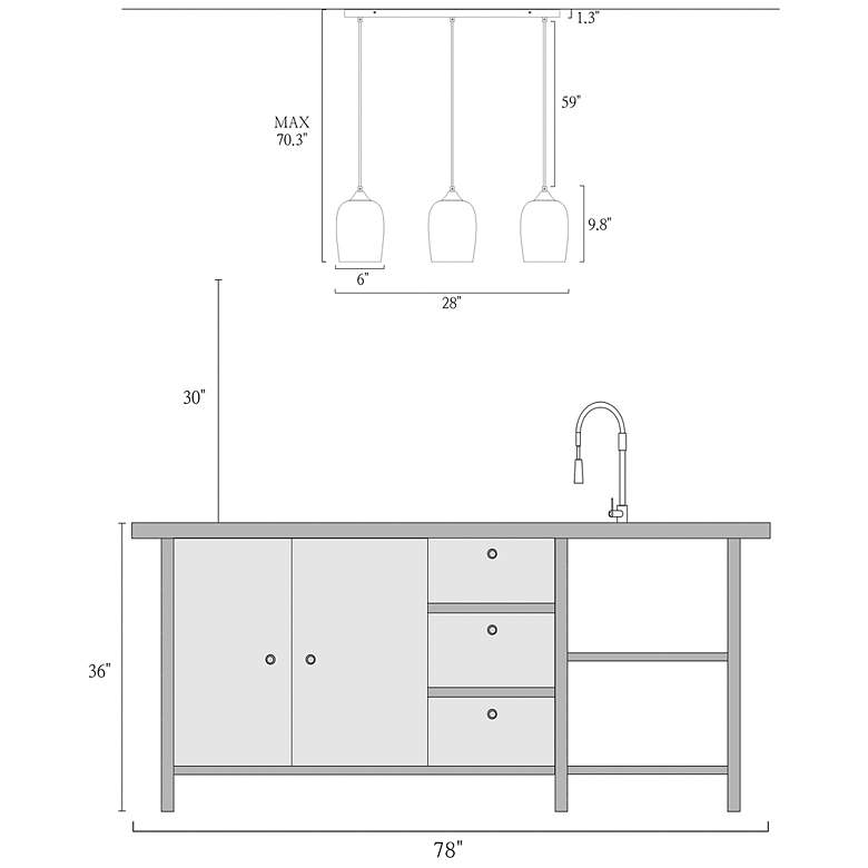 Image 4 Coloas 3-Light Glass Island Pendant Light more views