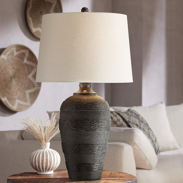 Image 1 Coloma Black Resin Modern Rustic Table Lamp