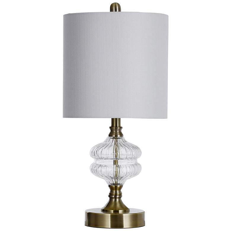 Image 2 Coloma Satin Brass Accent Table Lamp w/ Fluted Glass Accent