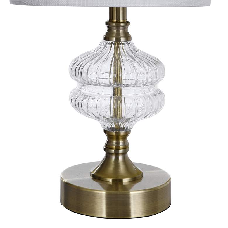 Image 4 Coloma Satin Brass Accent Table Lamp w/ Fluted Glass Accent more views