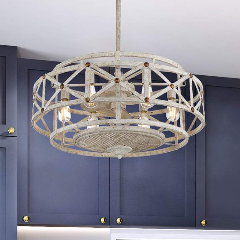Image 2 Colonade 29 1/2" Wide Distressed White LED Fandelier