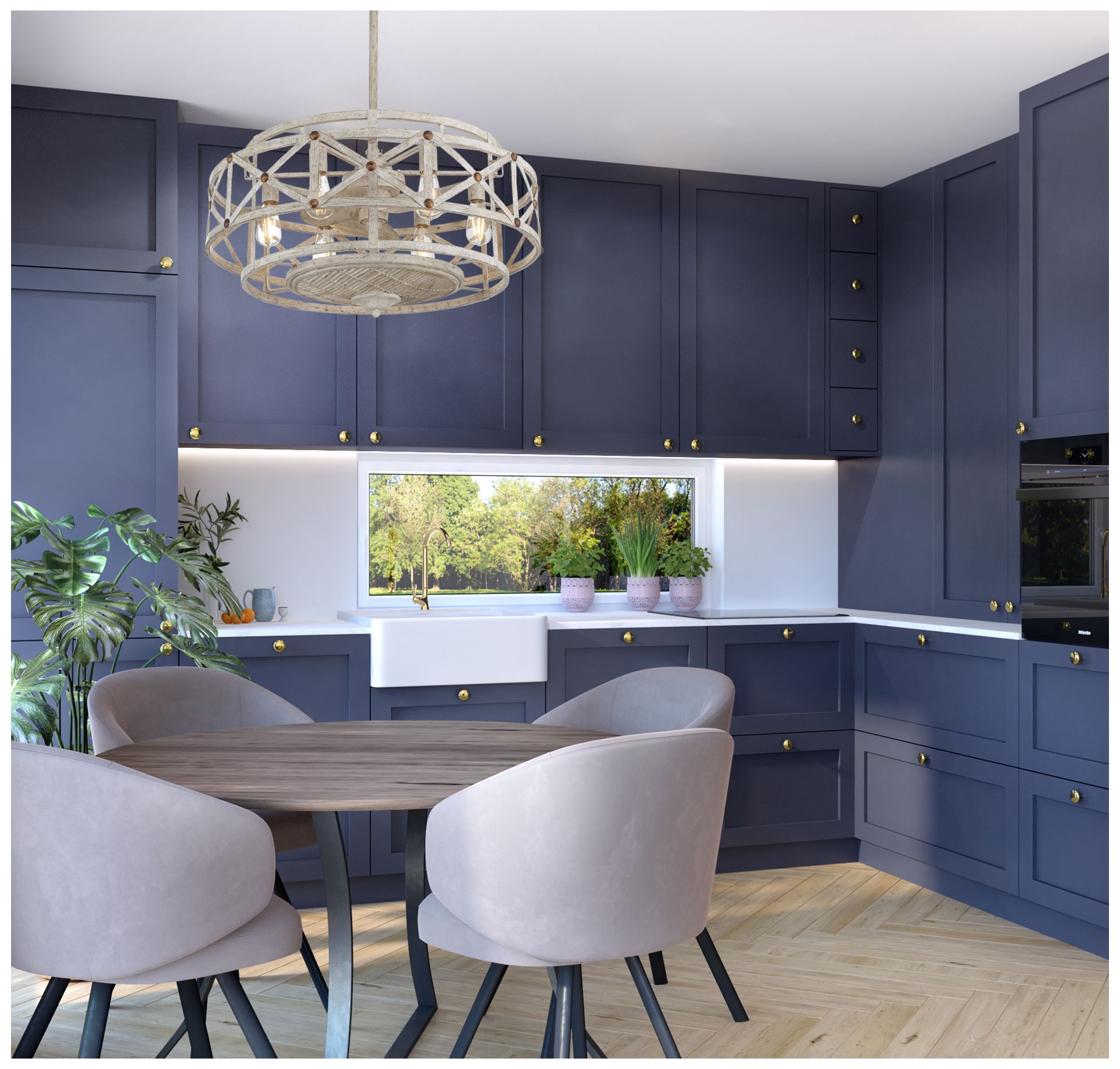 Colonade 6-Light Fan D'Lier in Provence with Gold Accents (Fandelier) in scene