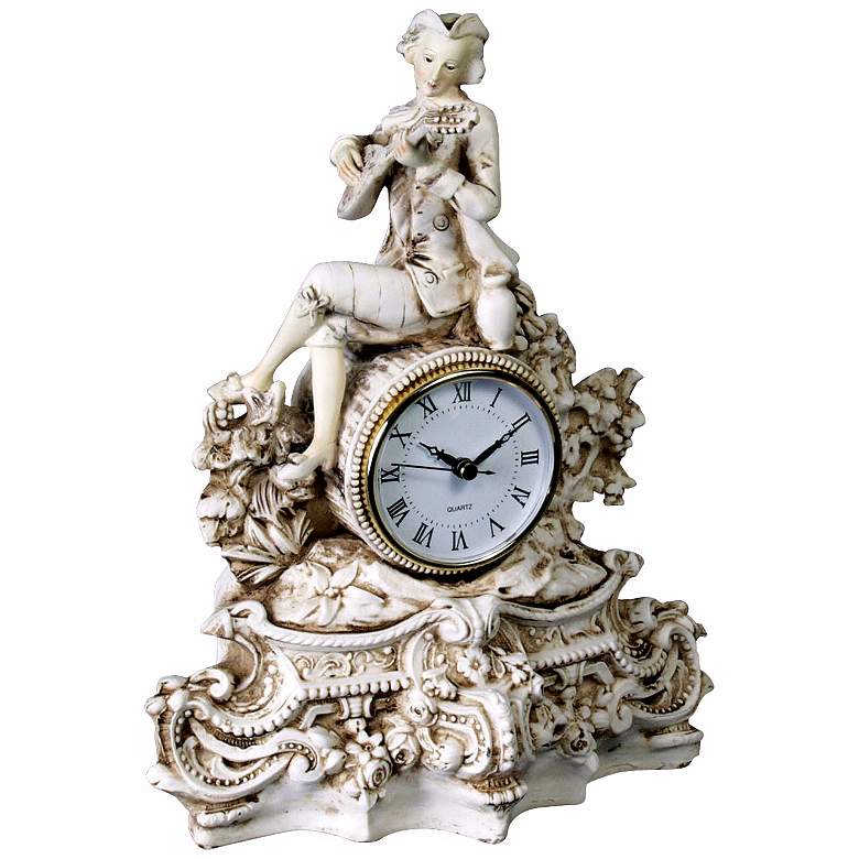 Image 1 Colonial Antique Ivory 12 1/2" High Desk Clock