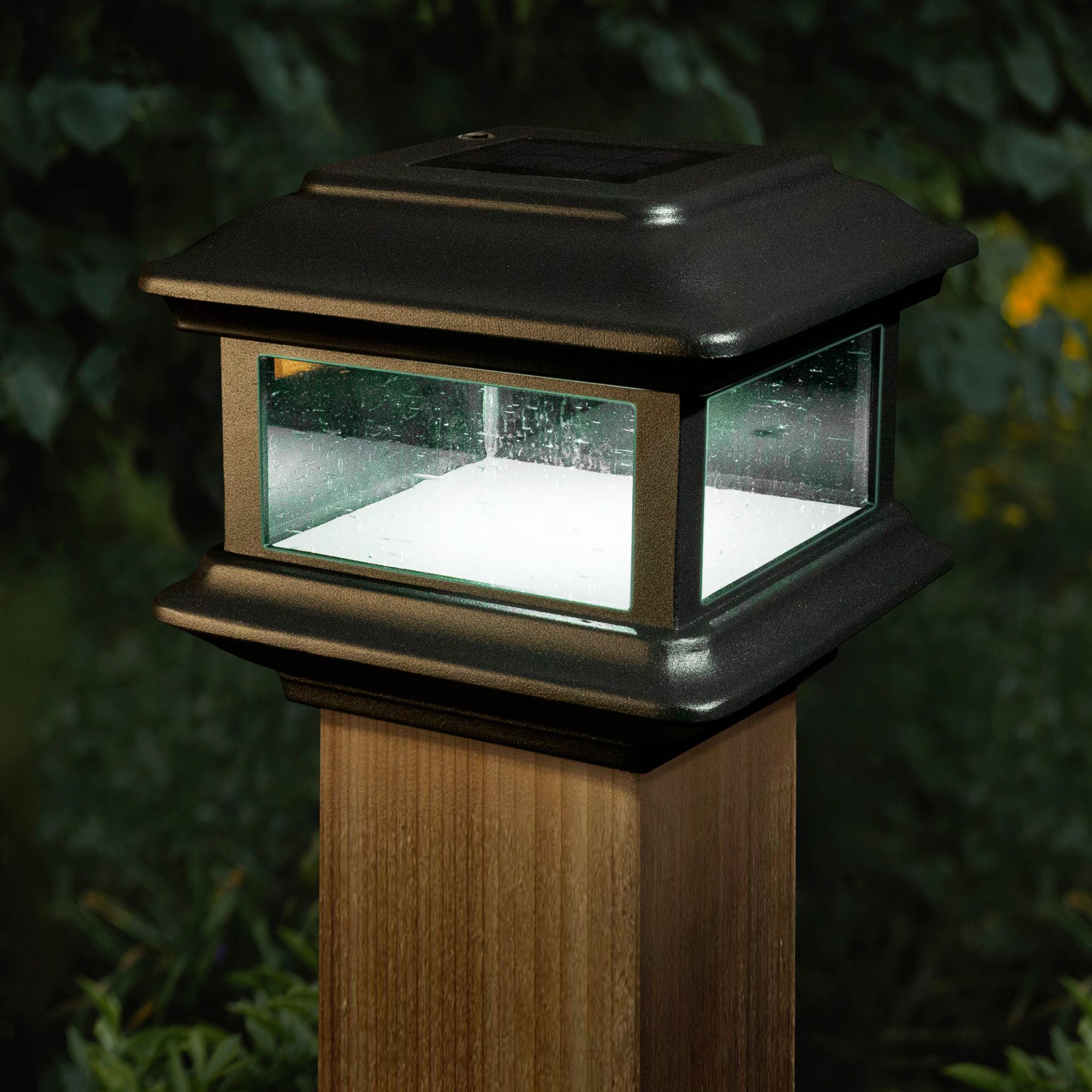 Image 2 Colonial Black Outdoor 3 1/2" x 3 1/2" Solar Powered LED Post Cap more views