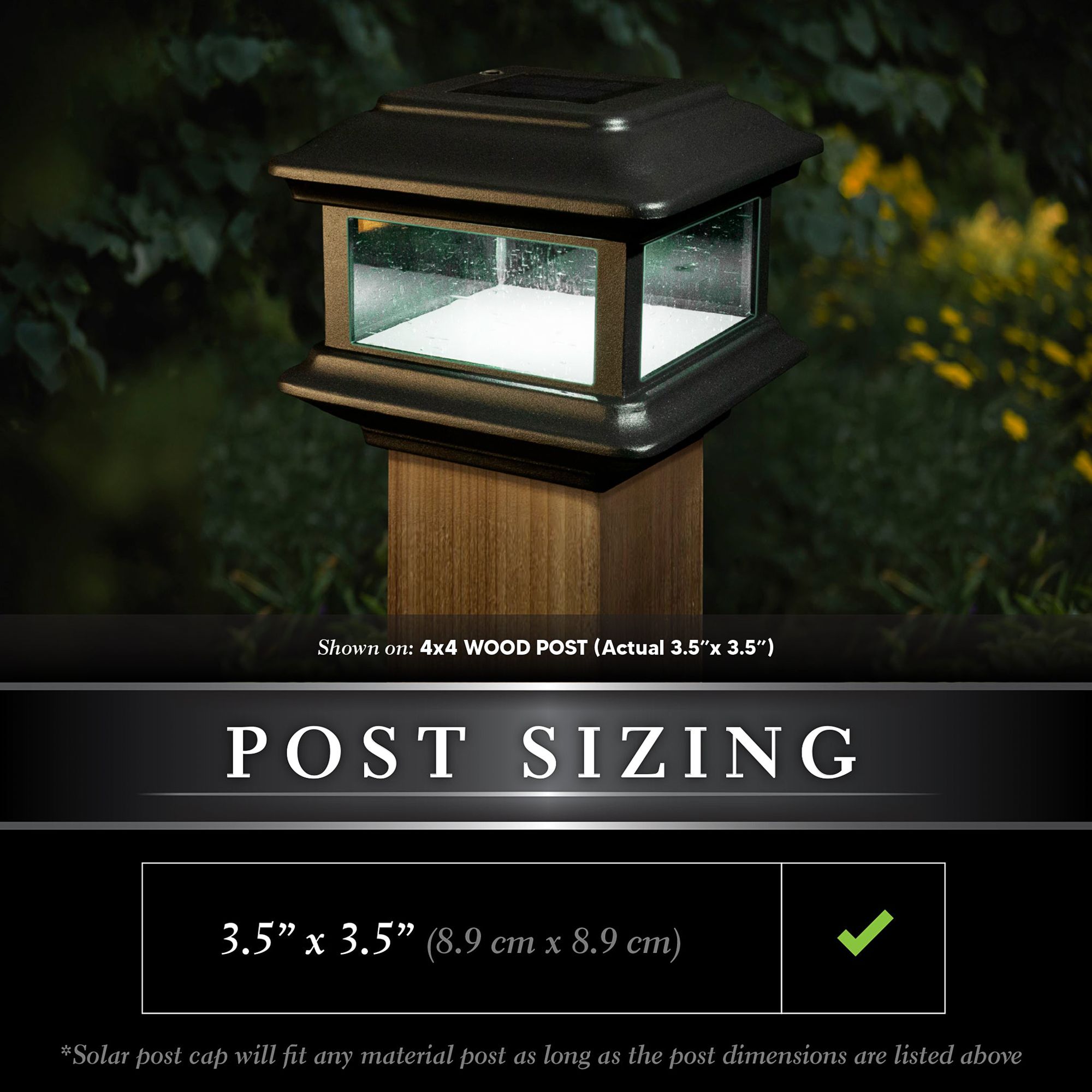 Image 3 Colonial Black Outdoor 3 1/2" x 3 1/2" Solar Powered LED Post Cap more views