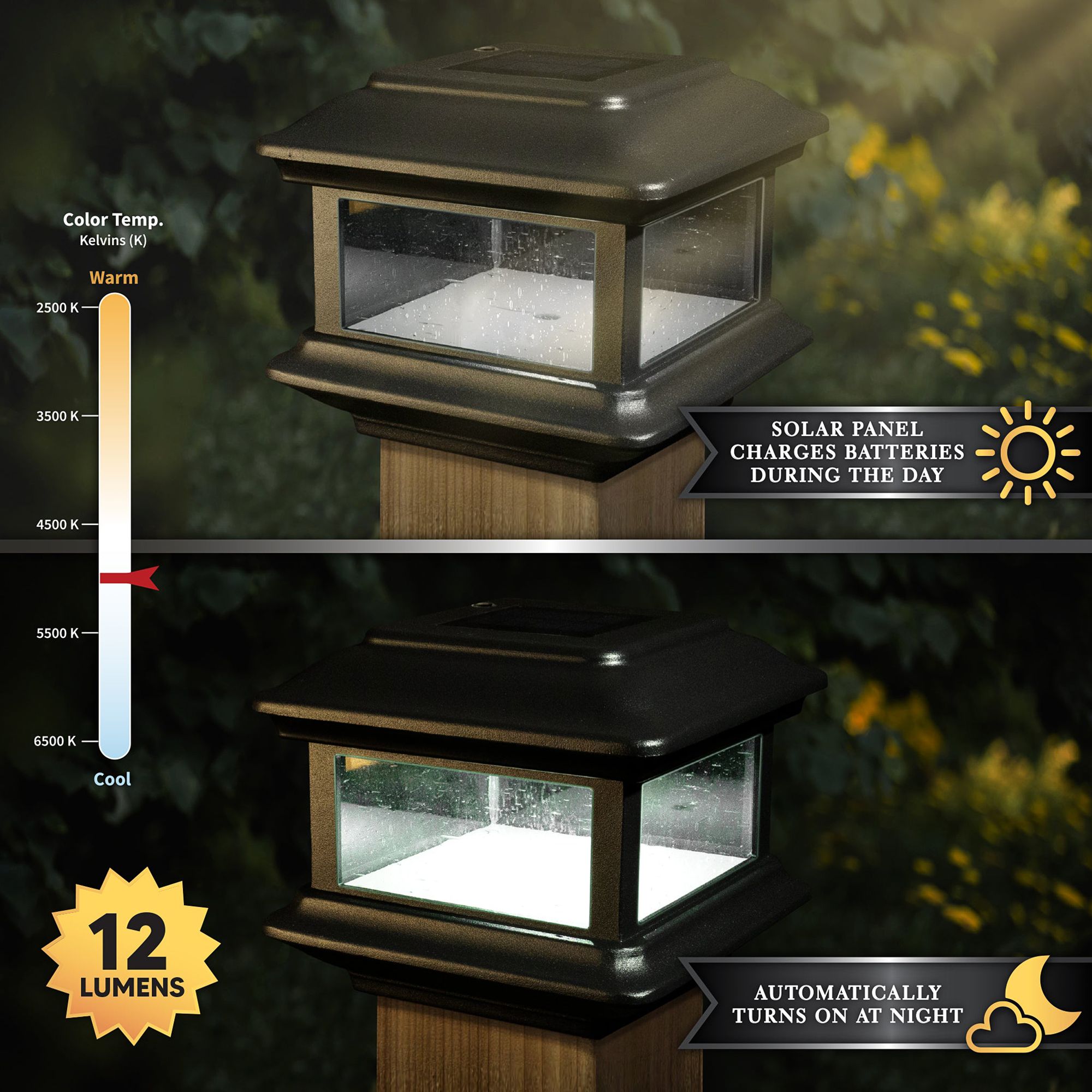 Image 4 Colonial Black Outdoor 3 1/2" x 3 1/2" Solar Powered LED Post Cap more views