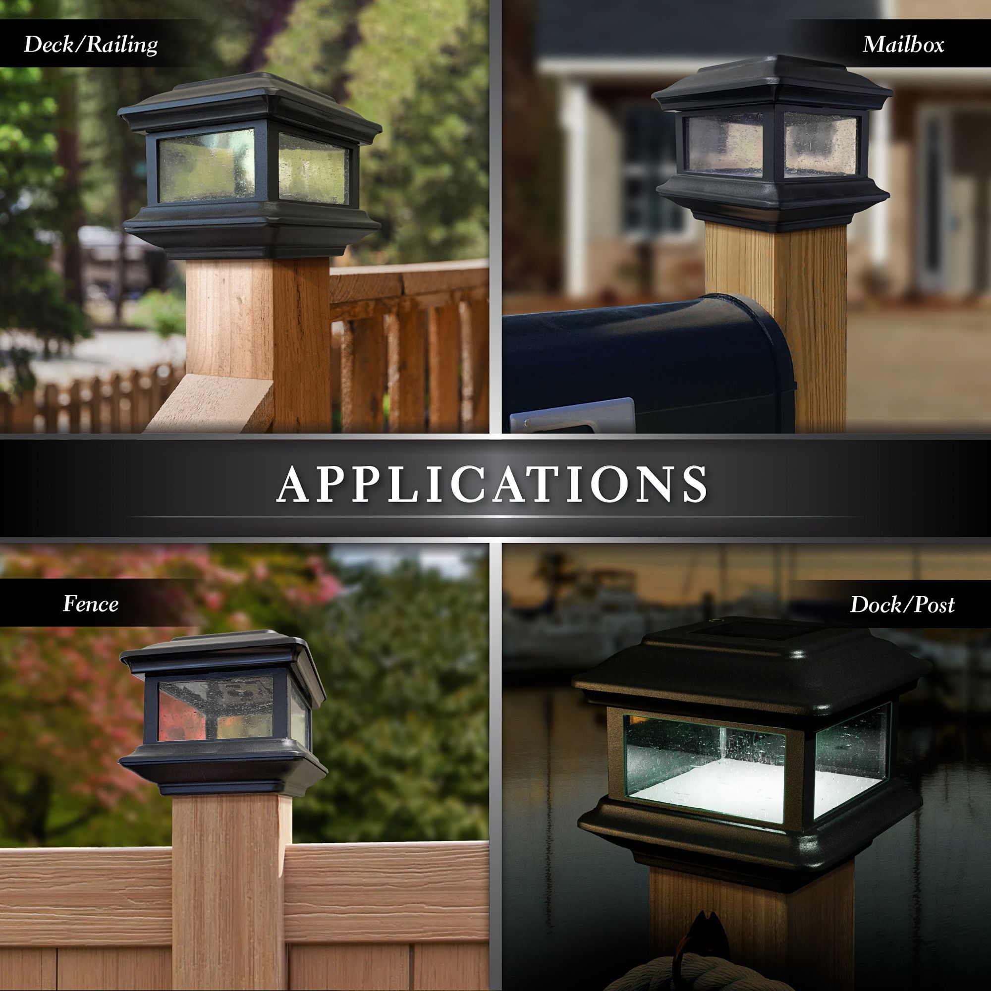 Image 5 Colonial Black Outdoor 3 1/2" x 3 1/2" Solar Powered LED Post Cap more views