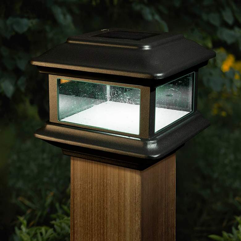 Image 2 Colonial Black Outdoor 4x4 Solar Powered LED Post Cap more views