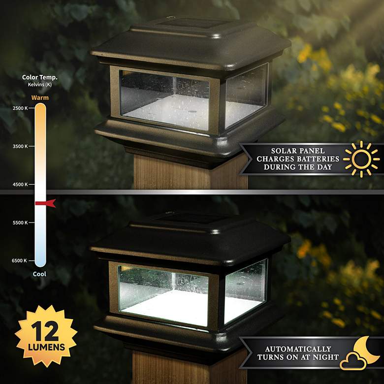 Image 4 Colonial Black Outdoor 4x4 Solar Powered LED Post Cap more views