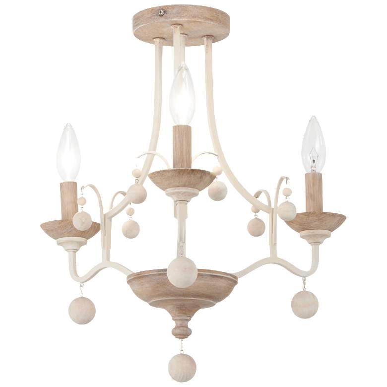 Image 1 Colonial Charm 16 3/4" Wide White Wash 3-Light Ceiling Light