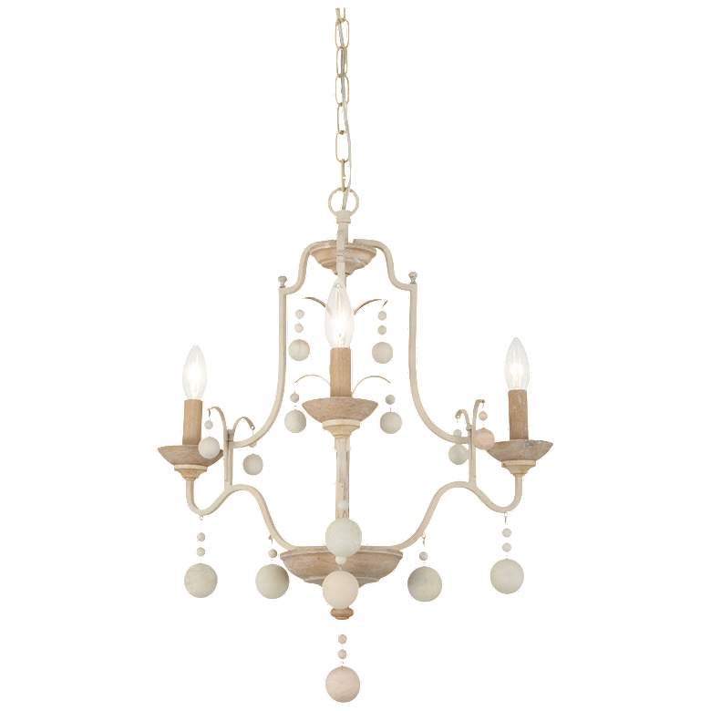 Image 1 Colonial Charm 18 3/4" Wide White Wash 3-Light Chandelier