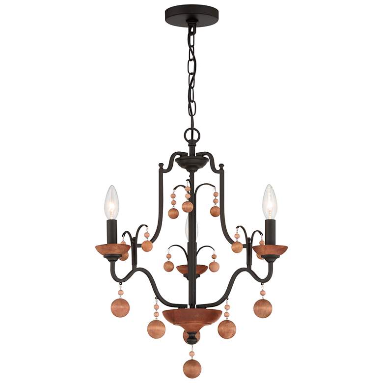 Image 2 Colonial Charm 18 3/4"W Old World Bronze 3-Light Chandelier