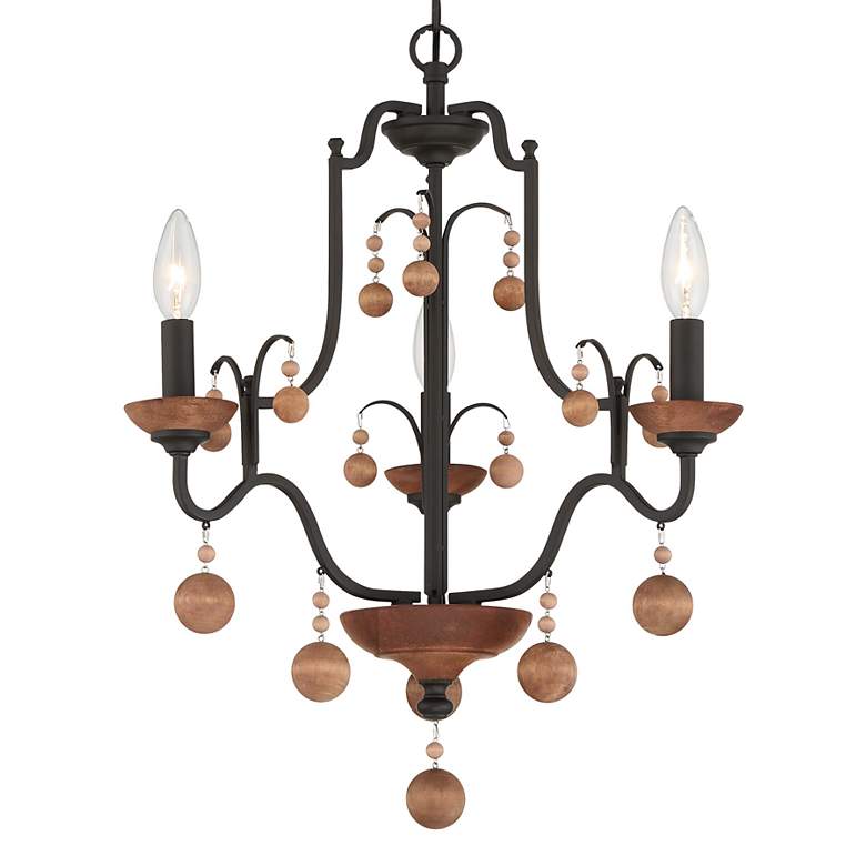 Image 3 Colonial Charm 18 3/4"W Old World Bronze 3-Light Chandelier more views