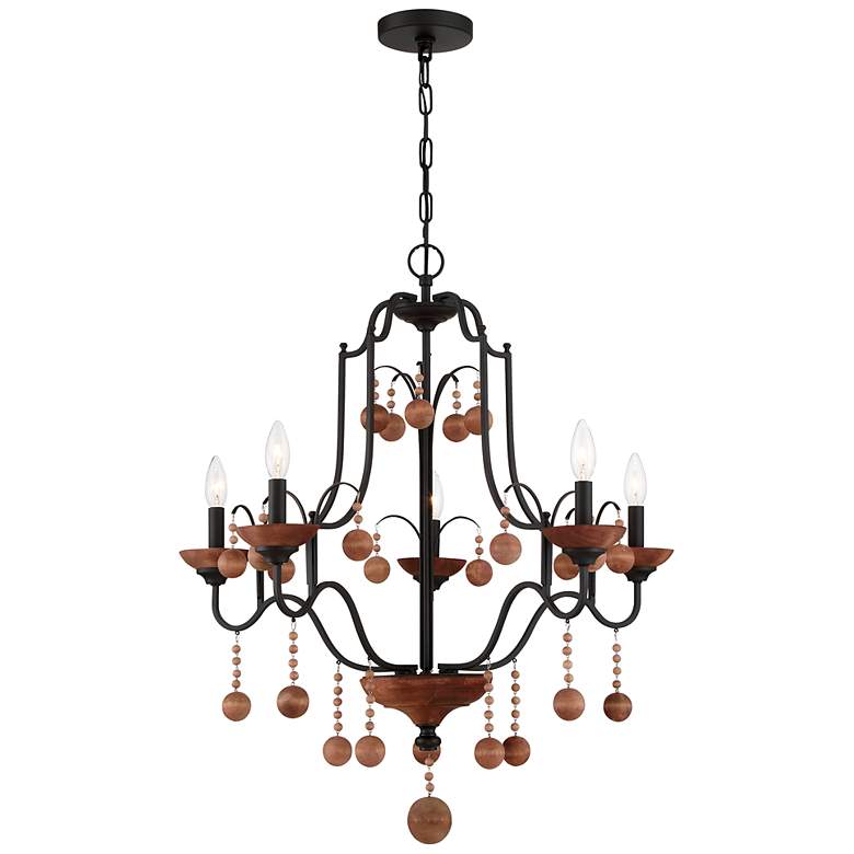 Image 2 Colonial Charm 28" Wide Old Bronze 5-Light Chandelier