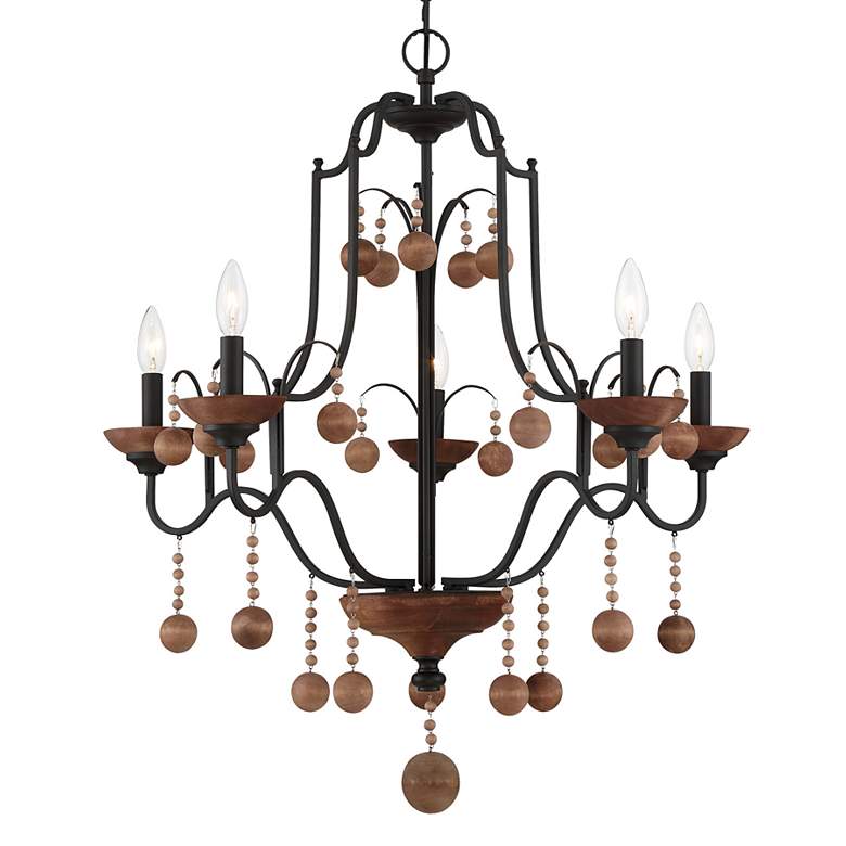 Image 3 Colonial Charm 28" Wide Old Bronze 5-Light Chandelier more views