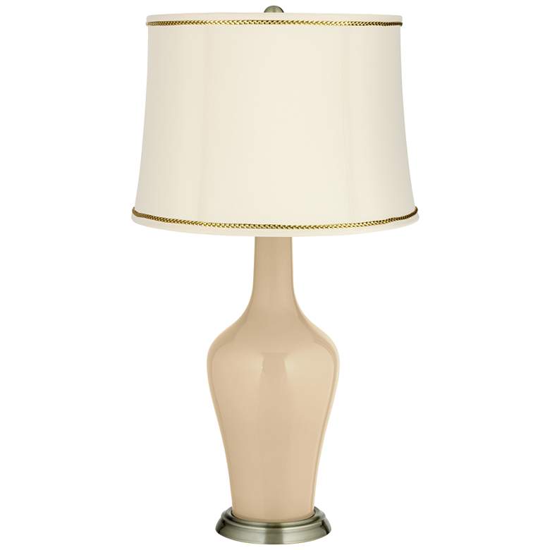 Image 1 Colonial Tan Anya Table Lamp with President&#39;s Braid Trim
