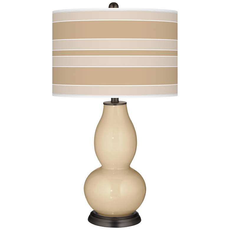 Image 1 Colonial Tan Bold Stripe Double Gourd Table Lamp