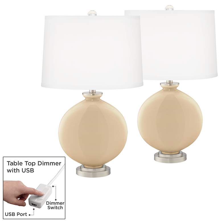 Image 1 Colonial Tan Carrie Table Lamp Set of 2 with Dimmers