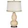 Colonial Tan Double Gourd Table Lamp with Rhinestone Lace Trim