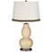 Colonial Tan Double Gourd Table Lamp with Wave Braid Trim
