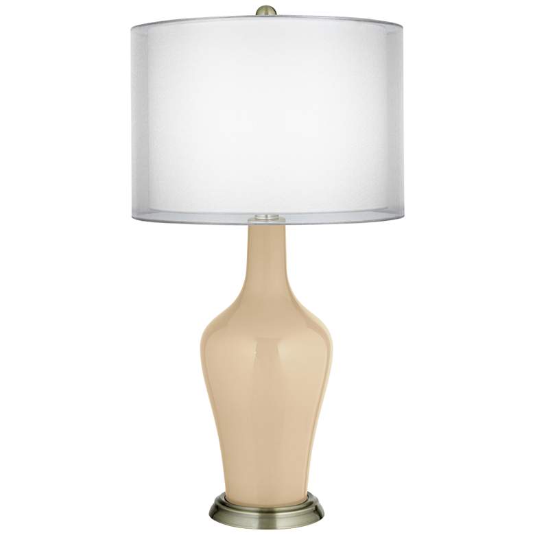 Image 1 Colonial Tan Double Sheer Silver Shade Anya Table Lamp