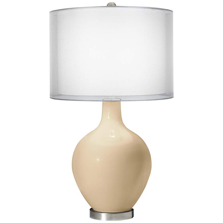 Image 1 Colonial Tan Double Sheer Silver Shade Ovo Table Lamp